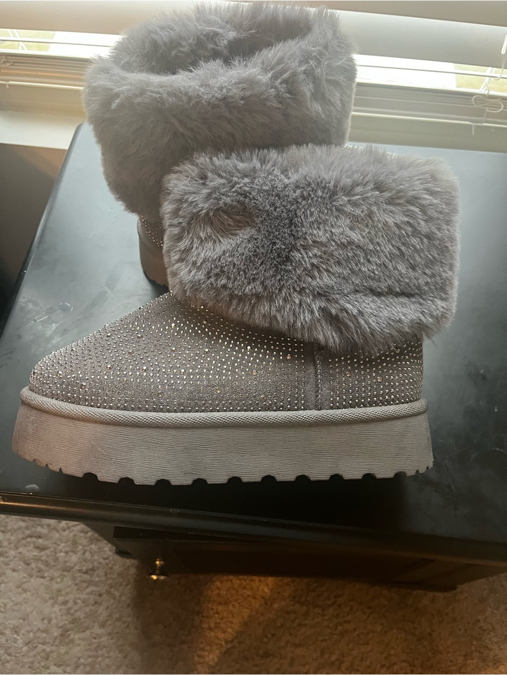 Grey Bling Boots
